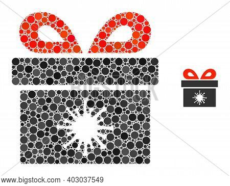 Virus Pandorra Box Collage Of Dots In Variable Sizes And Color Tones. Vector Round Dots Are Composed