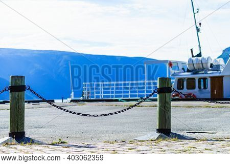 Ferry Boat In Solvorn Village, Luster Municipality, Vestland County, Western Shore Of The Lustrafjor