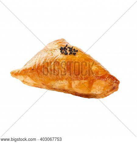 Isolated Orinetal Puff Pie With Meat Samsa