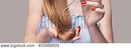 Girl Hair Treatment. Dermatology Oil Mask. Detox Therapy. Rejuvenation Skincare Beauty. Home Self Ro