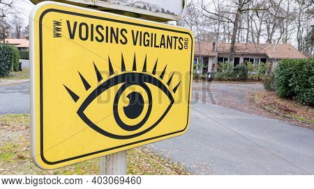 Bordeaux , Aquitaine  France - 01 10 2021 : Voisins Vigilants French Text And Sign Logo Of Associtio