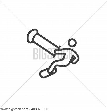 Winter Snowkiting Line Icon. Linear Style Sign For Mobile Concept And Web Design. Winter Snowboardin