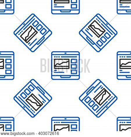 Line Trading Courses Icon Isolated Seamless Pattern On White Background. Distance Learning Finance M