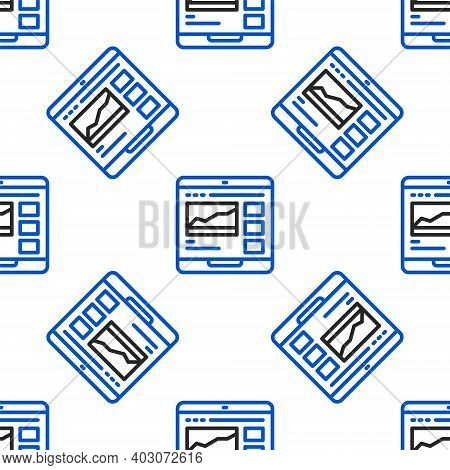 Line Trading Courses Icon Isolated Seamless Pattern On White Background. Distance Learning Finance M