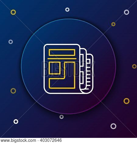 Line Stock Market News Icon Isolated On Blue Background. Newspaper Sign. Mass Media Symbol. Colorful