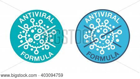 Antiviral Antibacterial Formula Vector Icon. Stop Sign, Health Protection, Hand Sanitizer Label - Co