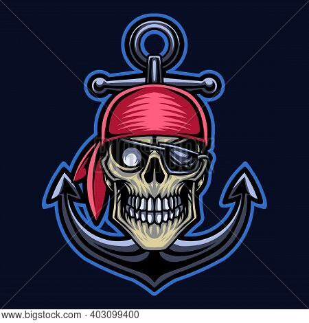 Pirates Head Esport Mascot Logo With Background