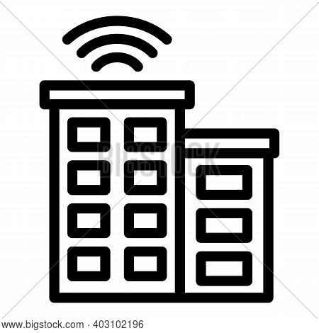 Wireless Building Icon. Outline Wireless Building Vector Icon For Web Design Isolated On White Backg