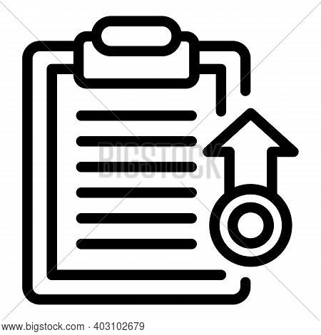 Clipboard Arrow Icon. Outline Clipboard Arrow Vector Icon For Web Design Isolated On White Backgroun