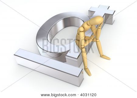 Lay figur siddende på Dong Symbol