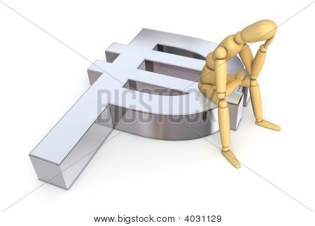 Lay figur siddende på Peso Symbol