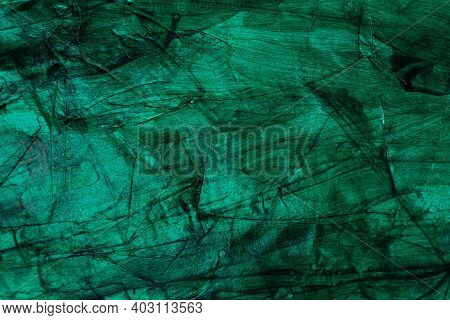 Green Blank Crumpled Paper Texture Background Crumpled Old Poster Surface Empty For Text. Papier Mac
