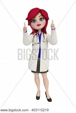 3d Illustration Of Doctor With Thumsup Pose.