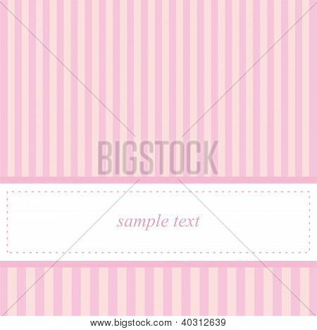 Card invitation vektor skabelon for babyshower, bryllup eller fødselsdagsfest med søde lyserøde striber