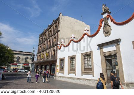 Mexico City - Jan. 17, 2020: Casa Municipal At Plaza Hidalgo In Historic Center Of Coyoacan, Mexico 