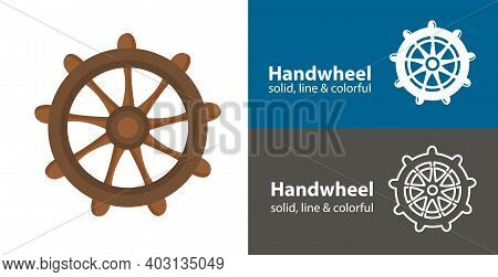 Handwheel Isolated Vector Icon. Sea Line Solid Flat Icon