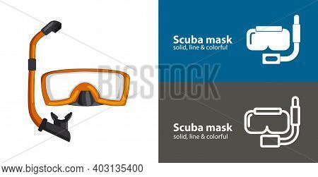 Diving Isolated Vector Icon. Scuba Mask Line Solid Flat Icon