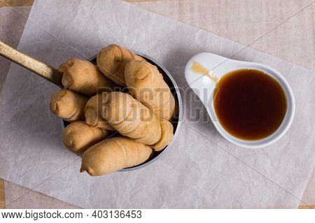 Latin American Appetizers Called Tequenos Made Of Fried Corn Filled With Cheese.