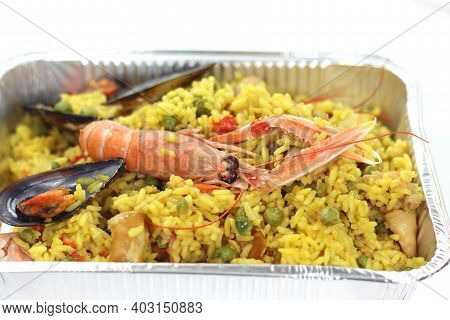 Rotisserie Prepared Valencian Paella Risotto With Sea Fish