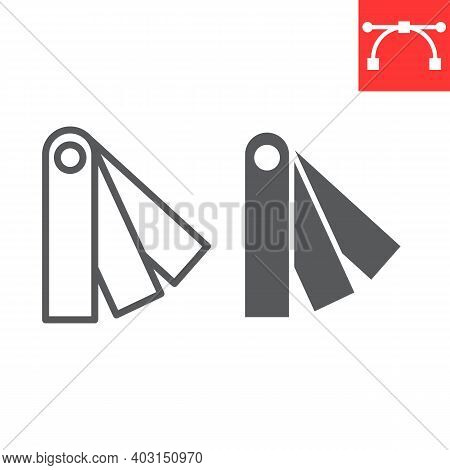 Color Charts Line And Glyph Icon, Multicolor And Color Pallete, Pantone Colors Sign Vector Graphics,