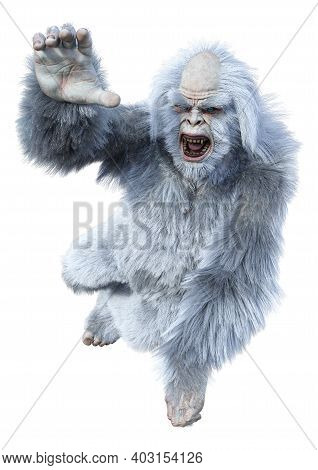 3D Rendering Yeti On White