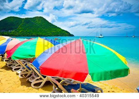 Schöner Strand In St. Lucia, Karibik