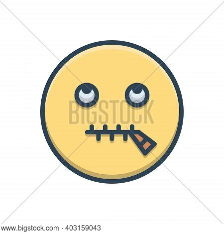 Color Illustration Icon For Speechless Tongue-tied Tacit Mute Dumb