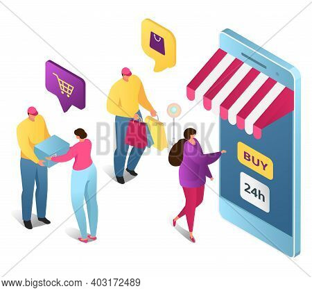 Modern Payment Mobile Device, Internet Web Convenience Store, Remote Sale Clothes, Goods Stuff 3d Is