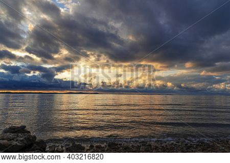 Sunset At The Sea, Zaton Village Near Nin, Croatia.