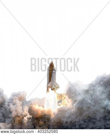 Space shuttle launches isolated over white background. Elements of this image furnished by NASA