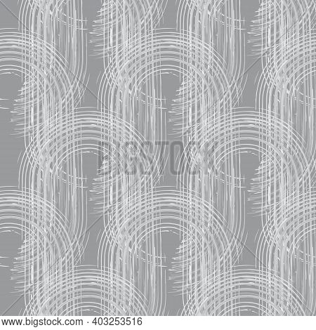 Modern Trendy Mid Century Abstract Shapes Monochrome Seamless Pattern. Geometric Textured Repeat Pat