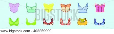 Set Of Bustier Cartoon Icon Design Template With Various Models. Modern Vector Illustration Isolated