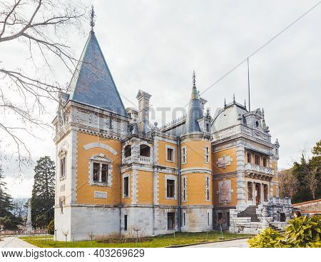Massandra, Crimea - February 10, 2015. Massandra Palace. Chateauesque Villa Of Emperor Alexander Iii