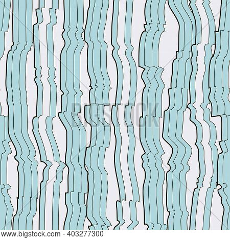 Abstract Seamless Pattern With Vertical Curved Lines. Background With Uneven Parallel Stripes. Ornam