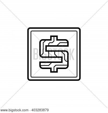 Digital Currency Usa Dollar Icon On Isolated White Background. Futuristic Sign Of Digital Currency W