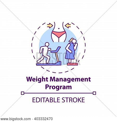 Weight Management Program Concept Icon. Increasing Physical Activity Idea Thin Line Illustration. Ov