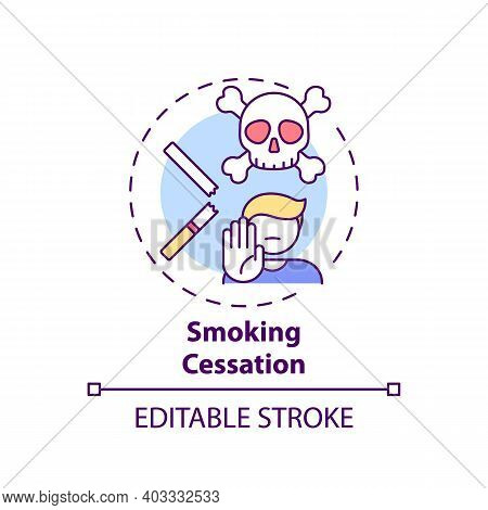 Smoking Cessation Concept Icon. Tobacco Quitting Program Idea Thin Line Illustration. Providing Smok