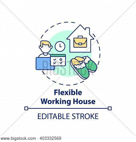 Flexible Working House Concept Icon. Working Remotely From Home Idea Thin Line Illustration. Work-li