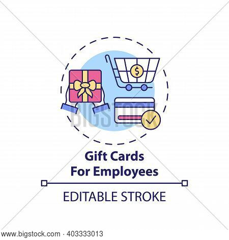 Gift Cards For Employees Concept Icon. Office Covid Tip Idea Thin Line Illustration. Corporate Gifti