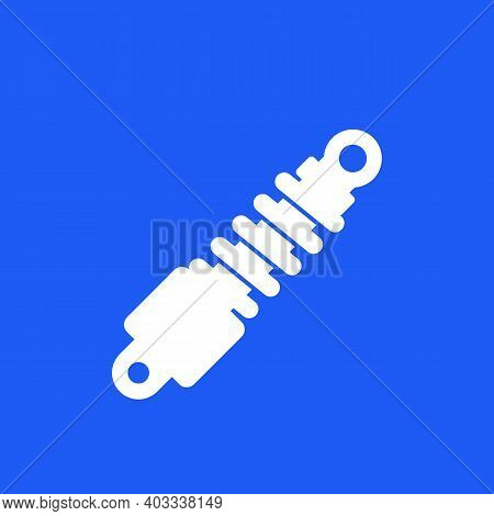 Shock Absorber, Vector Solid Icon On Blue