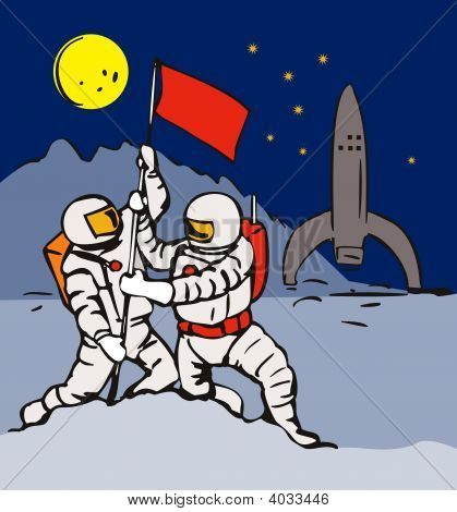 Astronauter plantning Flag