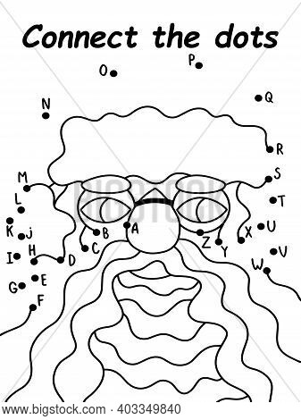Santa Claus Connect The Dots Game For Kids Stock Vector Illustration. Educational Children Puzzle To