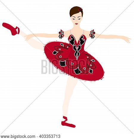 Ballerina In Tutu Lacedress, Pointe Shoes, Dancing And Posing, Vector Ballet