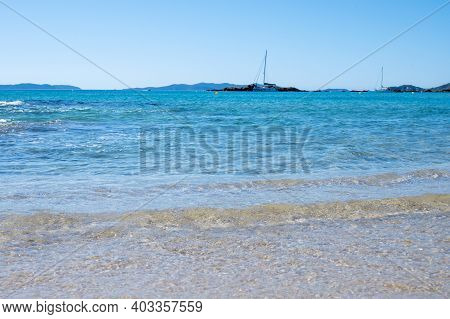 Summer Vacation On French Riviera, Crystal Clear Azure Blue Water Of  Mediterranean Sea In Saint Cla