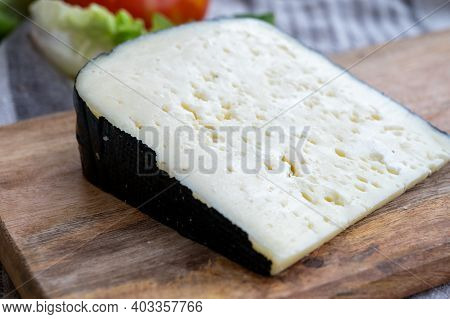 Cheese Collection, French Fol Epi  Cheese With Many Little Holes, Etorki, Tomme Noire Des Pyrenees A