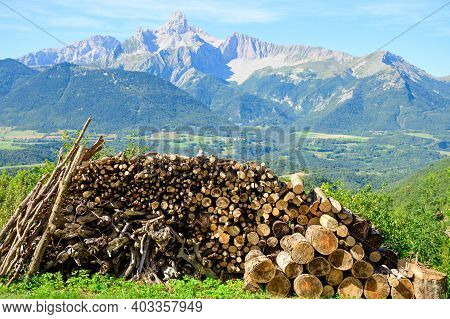 Panoramic View On Grande Tete De Obiou Mountain Range In French Prealps In Isere Near Grenoble, High