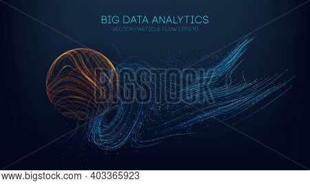 Big Data Analytics Abstract Vector Background. 3d Vector Sphere Data Stream In Abstract Style. Abstr