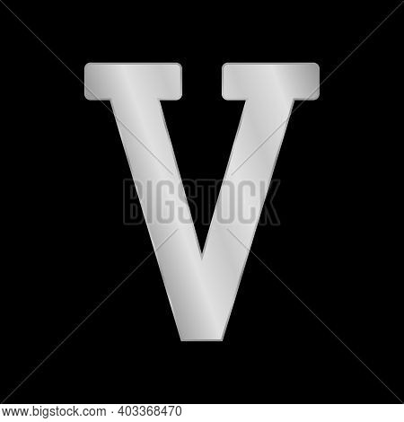 Metal Roman Numeral Five On Black Background. Vector Illustration.