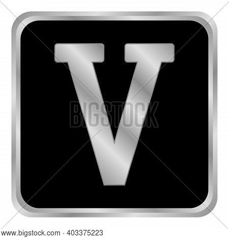 Metal Roman Numeral Five Button. Vector Illustration.