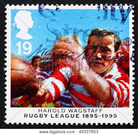 Postage stamp GB 1995 Harold Wagstaff, rugby player